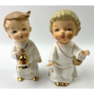 Vintage Japan Nippon Christmas Angel Figurines Lot of 2